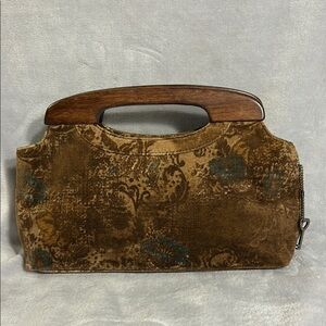 Forever by Fossil Vintage Velvet Handbag with Wooden Handles